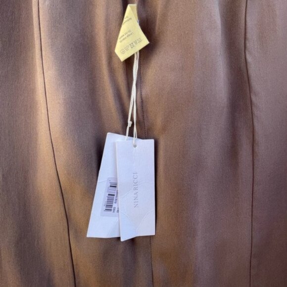 Nina Ricci Warm Taupe Silk Skirt Size 8 NWT - Picture 4 of 11